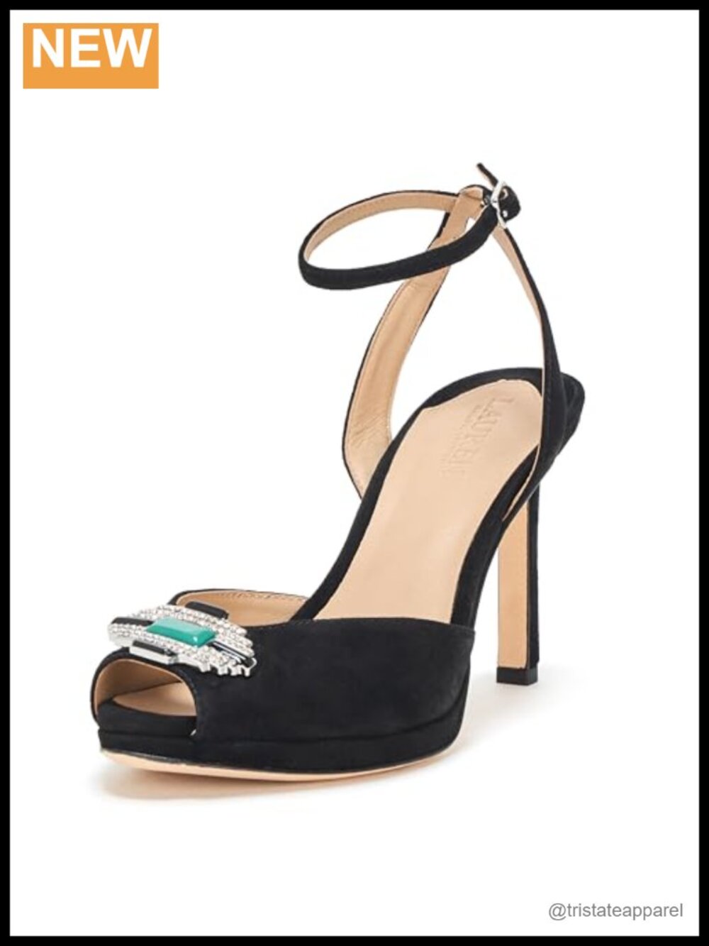 Embellished Suede Peep Toe Stiletto Heel Sandals Ankle Strap Formal
